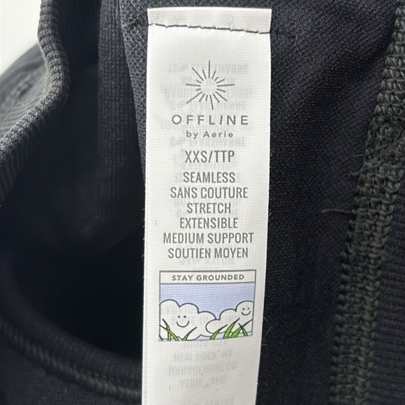 Aerie Offline Black Seamless Layered Ribbed Keyhole Sports Bra size XXS NWT - Picture 6 of 11